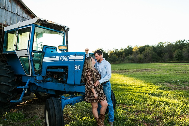 Farm Engagement Session St Charles Photographer Rebecca Chapman Photography Outdoor Fall Warrenton Missouri Ford Tractor
