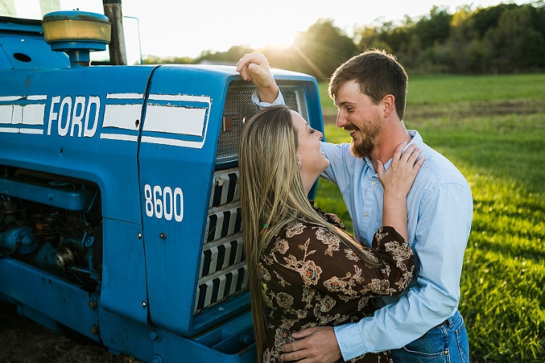 Farm Engagement Session St Charles Photographer Rebecca Chapman Photography Outdoor Fall Warrenton Missouri Ford Tractor
