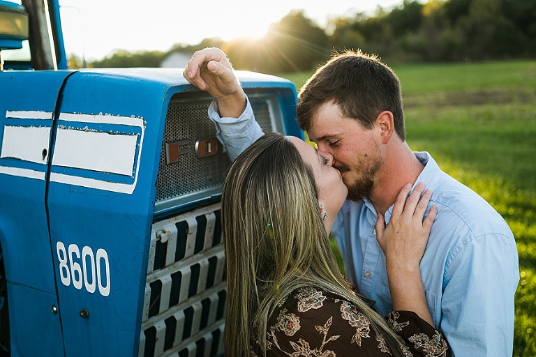 Farm Engagement Session St Charles Photographer Rebecca Chapman Photography Outdoor Fall Warrenton Missouri Ford Tractor