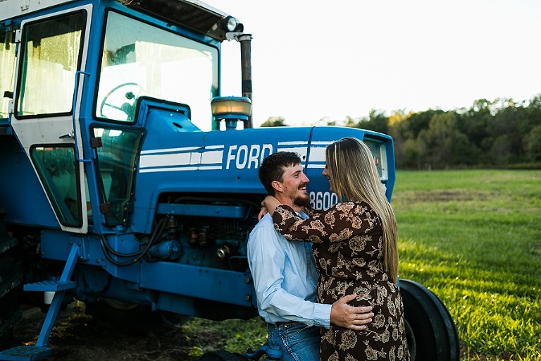 Farm Engagement Session St Charles Photographer Rebecca Chapman Photography Outdoor Fall Warrenton Missouri Ford Tractor