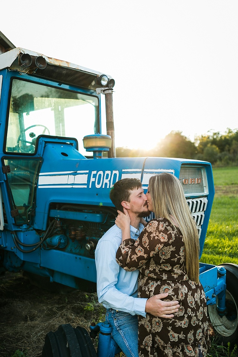 Farm Engagement Session St Charles Photographer Rebecca Chapman Photography Outdoor Fall Warrenton Missouri Ford Tractor