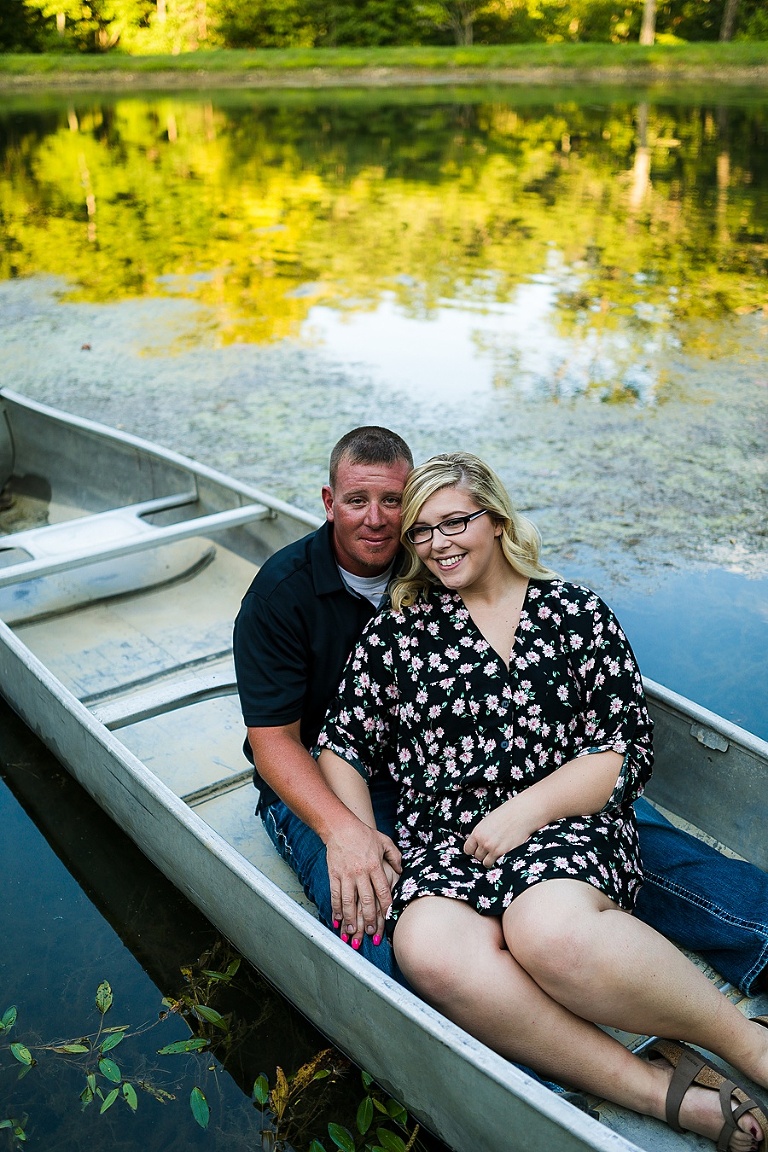 St Charles Couples Session Photographer Rebecca Chapman Photography Outdoor Farm Warrenton Missouri Canoe Boat Lake Water