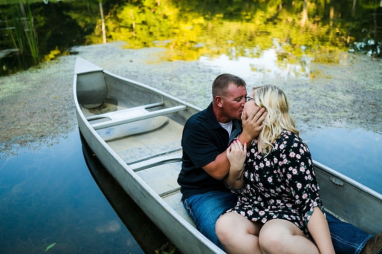 St Charles Couples Session Photographer Rebecca Chapman Photography Outdoor Farm Warrenton Missouri Canoe Boat Lake Water