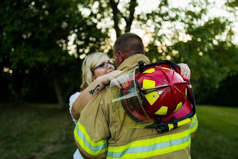 St Charles Couples Session Photographer Rebecca Chapman Photography Outdoor Farm Warrenton Missouri Firefighter Fireman