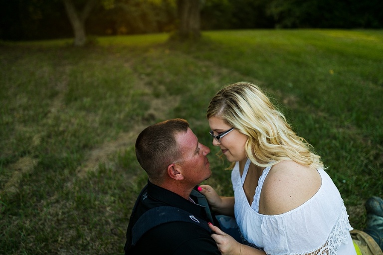 St Charles Couples Session Photographer Rebecca Chapman Photography Outdoor Farm Warrenton Missouri Firefighter Fireman