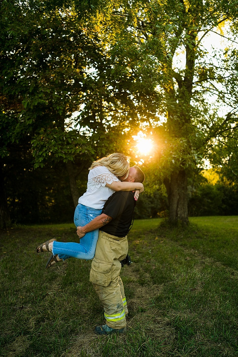 St Charles Couples Session Photographer Rebecca Chapman Photography Outdoor Farm Warrenton Missouri Firefighter Fireman