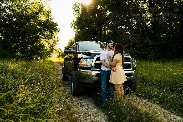 Family Farm Engagement Session St Charles Wedding and Engagement Photographer Rebecca Chapman Photography Outdoor Fall Puppies Dodge Truck Field