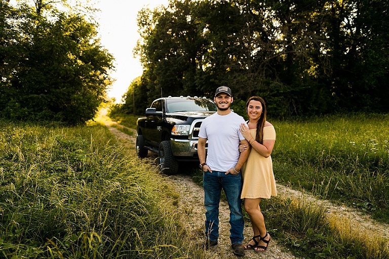 Family Farm Engagement Session St Charles Wedding and Engagement Photographer Rebecca Chapman Photography Outdoor Fall Puppies Dodge Truck Field