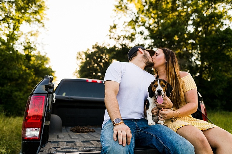 Family Farm Engagement Session St Charles Wedding and Engagement Photographer Rebecca Chapman Photography Outdoor Fall Puppies Dodge Truck Field