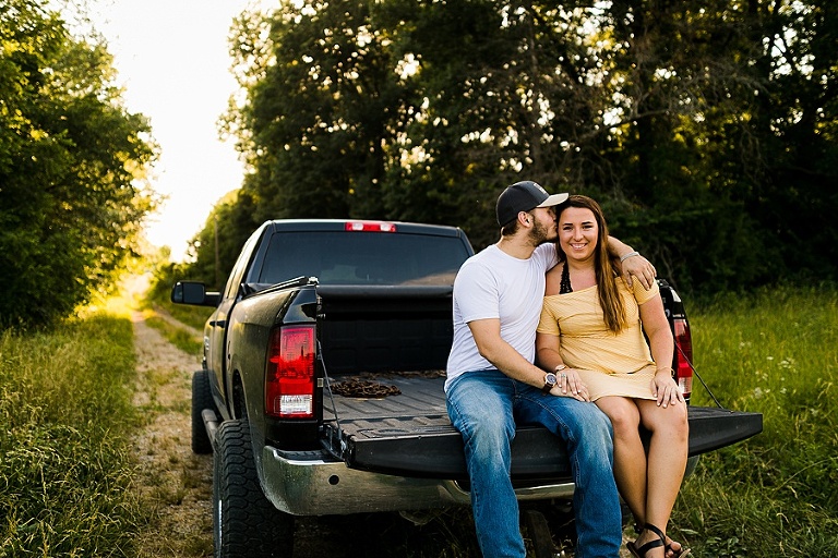 Family Farm Engagement Session St Charles Wedding and Engagement Photographer Rebecca Chapman Photography Outdoor Fall Puppies Dodge Truck Field