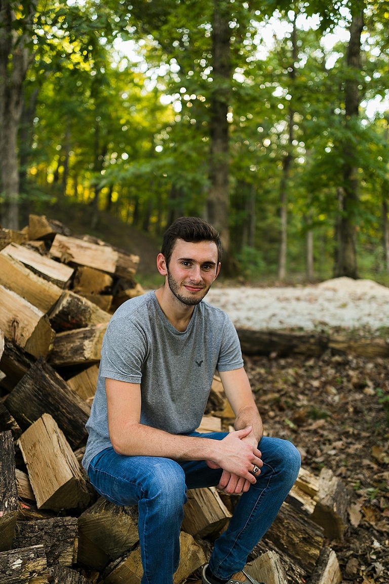  Warrenton Senior Session St Charles Photographer Rebecca Chapman Photography Outdoor Fall Boy Mustang Vehicle Missouri