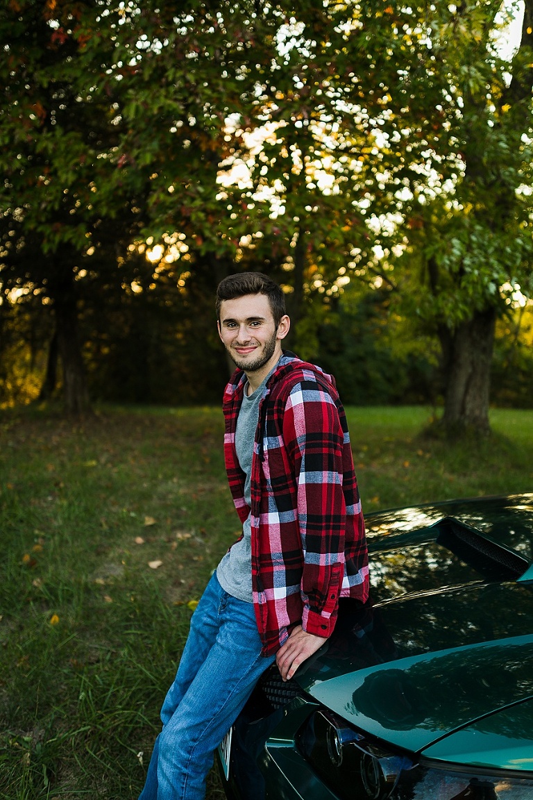 Warrenton Senior Session St Charles Photographer Rebecca Chapman Photography Outdoor Fall Boy Mustang Vehicle Missouri