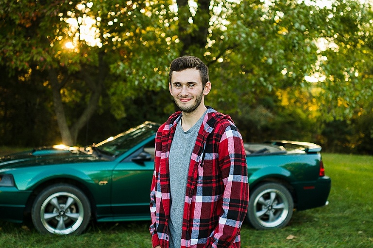  Warrenton Senior Session St Charles Photographer Rebecca Chapman Photography Outdoor Fall Boy Mustang Vehicle Missouri