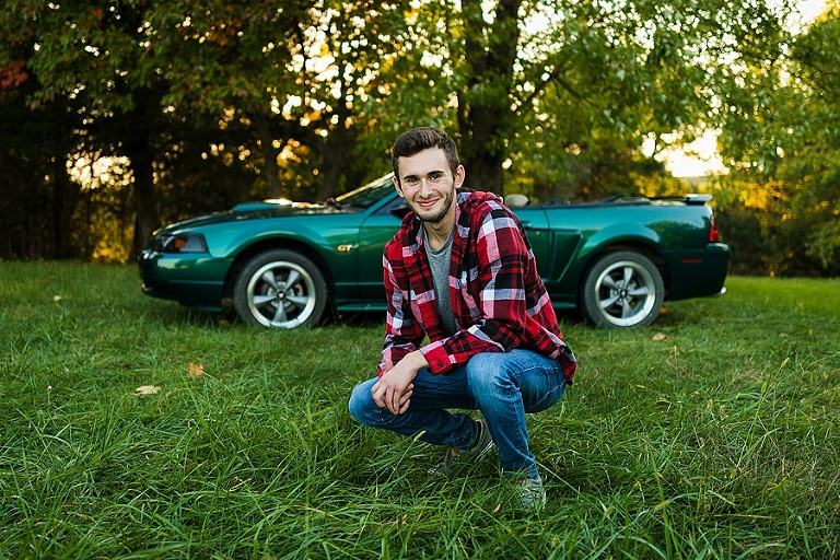  Warrenton Senior Session St Charles Photographer Rebecca Chapman Photography Outdoor Fall Boy Mustang Vehicle Missouri