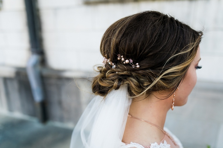 Westminster College Wedding Fulton Missouri St Charles Photographer Rebecca Chapman Photographer Churchill Museum Warrenton Missouri Outdoor Fall Groomsmen Grey Gray Tuxes Bridesmaids maroon Bridal Party Updo hair piece veil rose gold