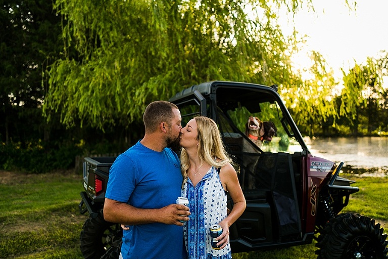 Family Farm Couples Session St Charles Couples Photographer Rebecca Chapman Photography Outdoor Dog Session Fur Babies Natural Light Bush Beer