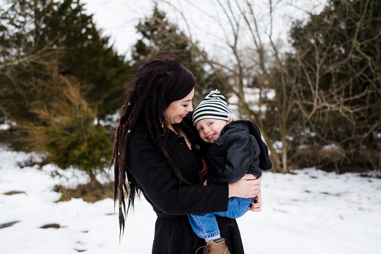 Towne Park, Snow session, Mini Session, Mommy and Me, Outside, Dreads, Three years old, Third Birthday