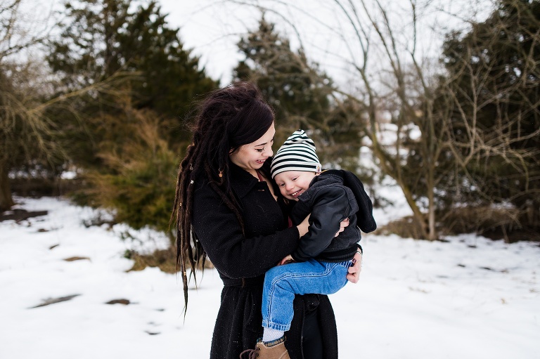 Towne Park, Snow session, Mini Session, Mommy and Me, Outside, Dreads, Three years old, Third Birthday