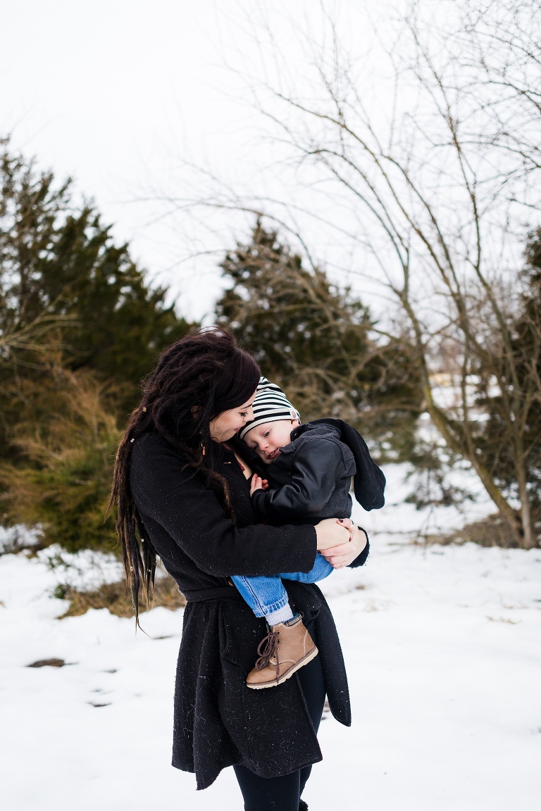 Towne Park, Snow session, Mini Session, Mommy and Me, Outside, Dreads, Three years old, Third Birthday