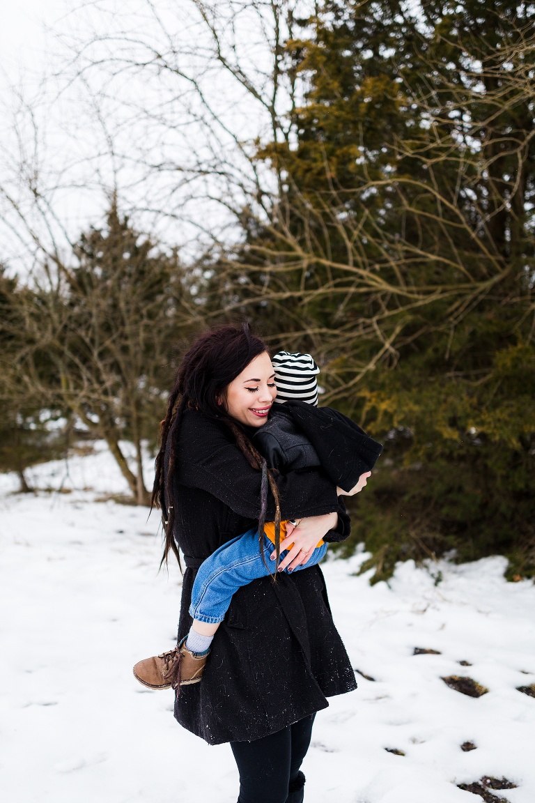 Towne Park, Snow session, Mini Session, Mommy and Me, Outside, Dreads, Three years old, Third Birthday