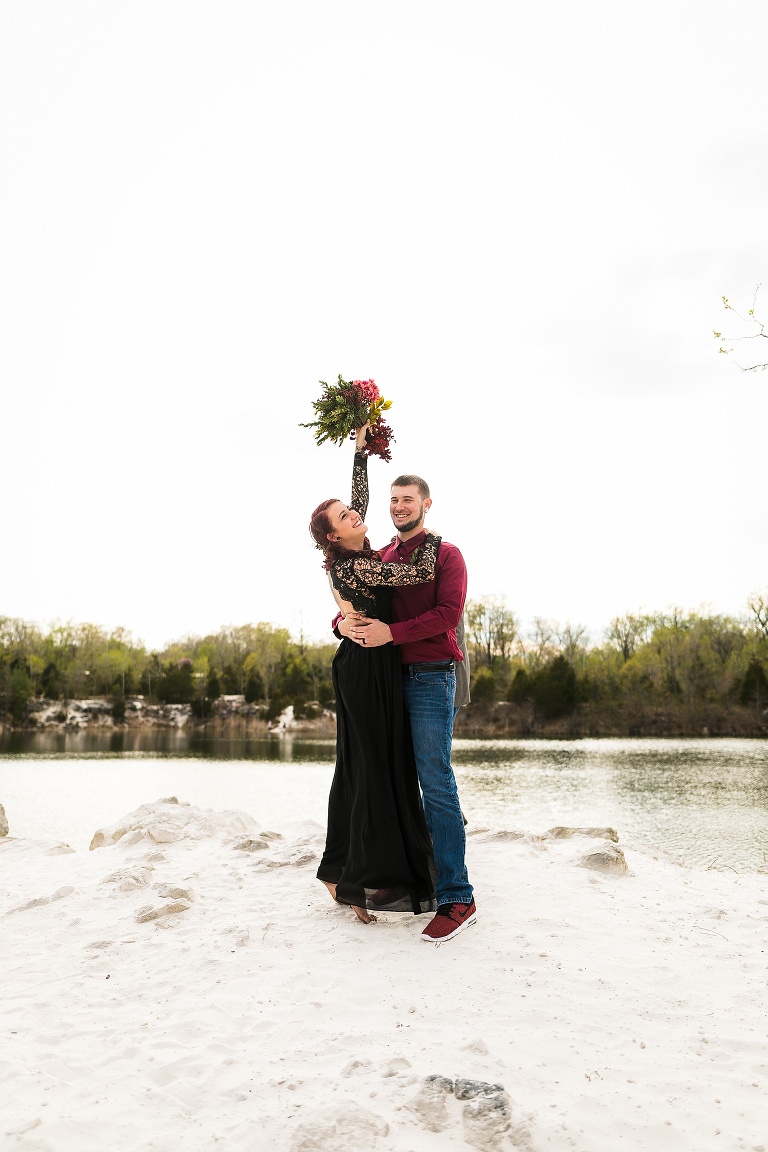 Klondike Park Elopement | Klondike Park Augusta Missouri | Klondike Park Wedding | Black Wedding Dress | Barefoot Wedding | Beach Wedding | Augusta Missouri | Warrenton mo | St Charles Wedding Photographer | Warrenton Mo Wedding Photographer | Elopement Photographer |