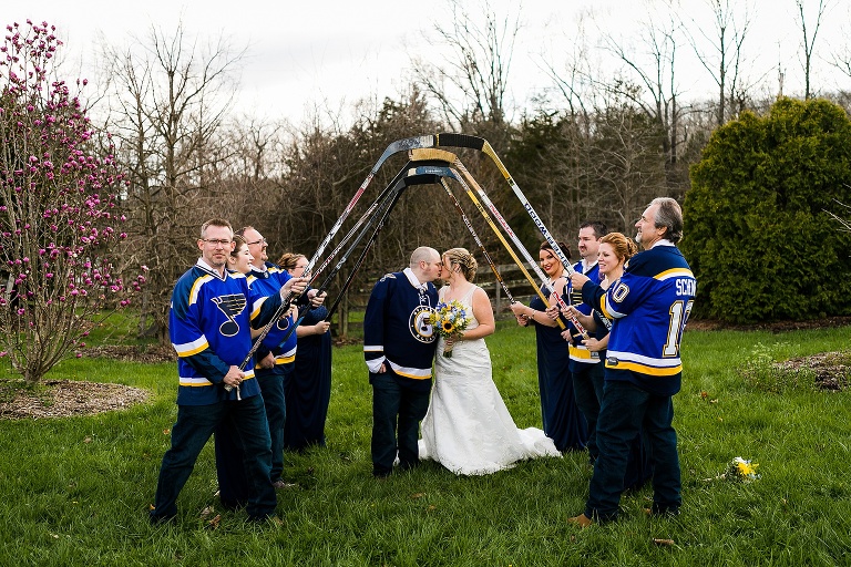 Pea Ridge Farms | St Charles Wedding Photographer | Warrenton Wedding Photographer | Spring Wedding | Herman Missouri | Warrenton MO | Blues Fans | Country wedding | Rustic | Boots and Lace | St Louis Blues | Hockey Fans | NHL | Hockey Sticks | Lets go Blues 