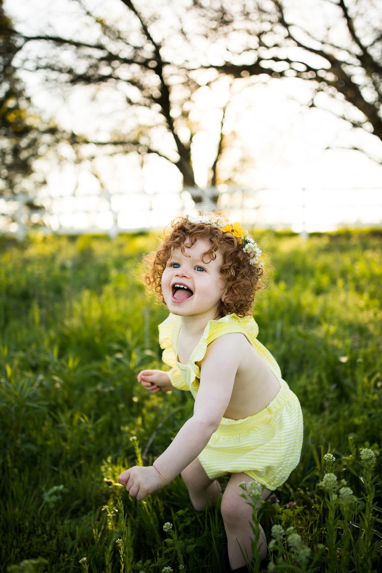 St Charles Family Photographer | St Charles Photographer | Warrenton Mo Family Photographer | Warrenton Mo Photographer | Wright City Mo Family Photographer | Wright City Mo Photographer | St louis Family Photographer | St Louis Photographer | Missouri Family Photographer | Missouri Photographer | Red Head | Red Curly Hair | Yellow Romper | Spring Flowers | Wildflowers | Missouri Wildflowers | Wild Child | Flower Child | Outdoor Photographer | What to wear Spring Session | Flower Crown | Yellow Flowers | Rag weed | 