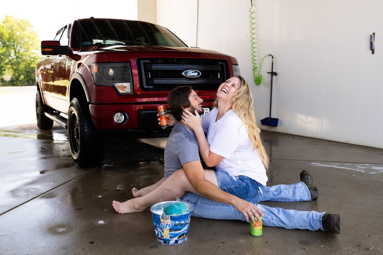 St Charles Photographer | Car Wash Couples Photo Shoot | St Charles photographer | Warrenton Missouri Photographer