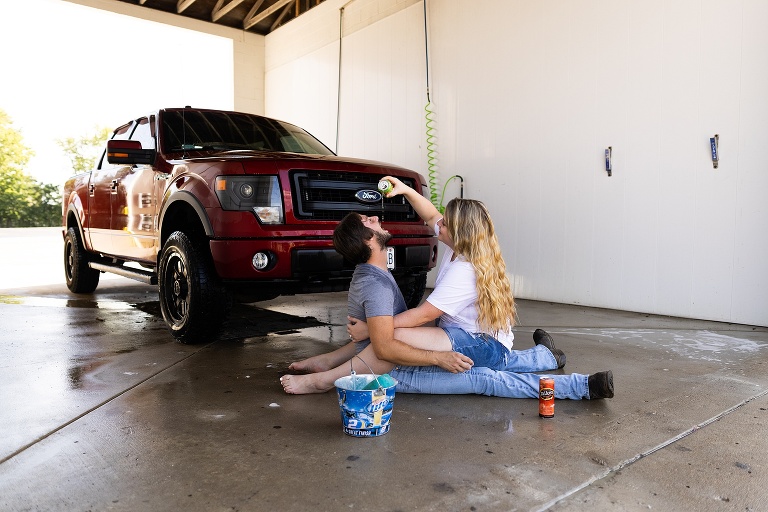 St Charles Photographer | Car Wash Couples Photo Shoot | St Charles photographer | Warrenton Missouri Photographer