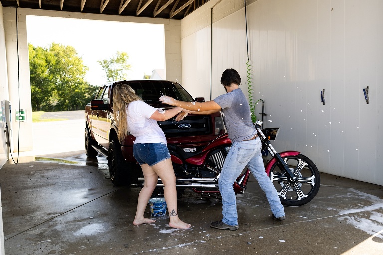 St Charles Photographer | Car Wash Couples Photo Shoot | St Charles photographer | Warrenton Missouri Photographer