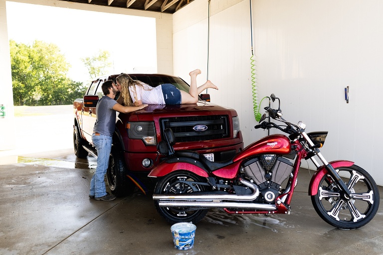 St Charles Photographer | Car Wash Couples Photo Shoot | St Charles photographer | Warrenton Missouri Photographer