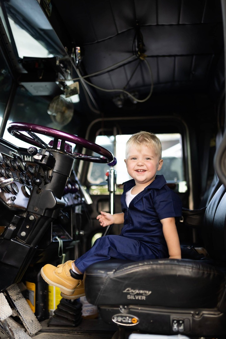 Mechanic Birthday Photo Shoot | Rebecca Chapman Photography | Missouri Photographer | Missouri Family Photographer | semi Truck Session | Little Mechanic |