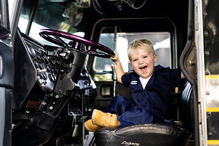 Mechanic Birthday Photo Shoot | Rebecca Chapman Photography | Missouri Photographer | Missouri Family Photographer | semi Truck Session | Little Mechanic |