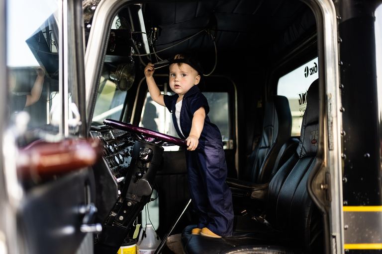 Mechanic Birthday Photo Shoot | Rebecca Chapman Photography | Missouri Photographer | Missouri Family Photographer | semi Truck Session | Little Mechanic |