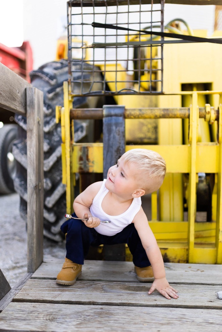 Mechanic Birthday Photo Shoot | Rebecca Chapman Photography | Missouri Photographer | Missouri Family Photographer | semi Truck Session | Little Mechanic |