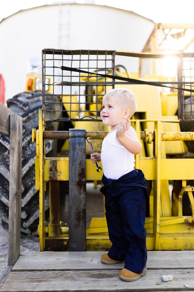 Mechanic Birthday Photo Shoot | Rebecca Chapman Photography | Missouri Photographer | Missouri Family Photographer | semi Truck Session | Little Mechanic |