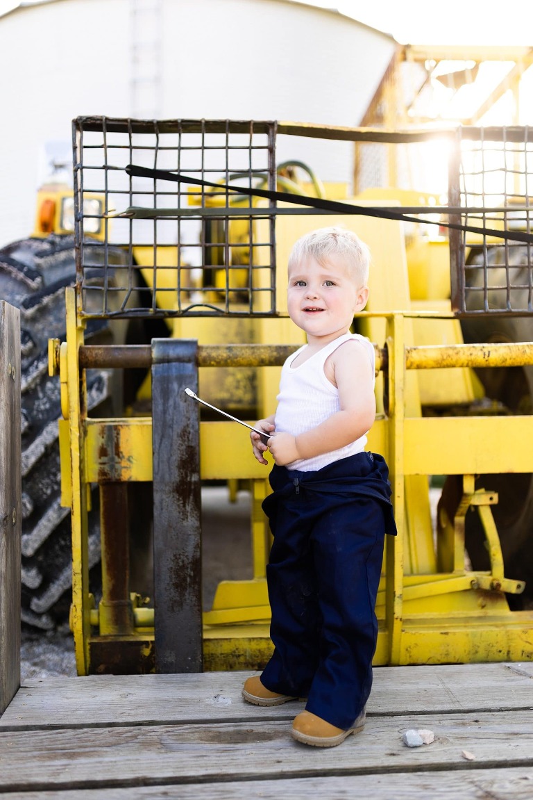 Mechanic Birthday Photo Shoot | Rebecca Chapman Photography | Missouri Photographer | Missouri Family Photographer | semi Truck Session | Little Mechanic |