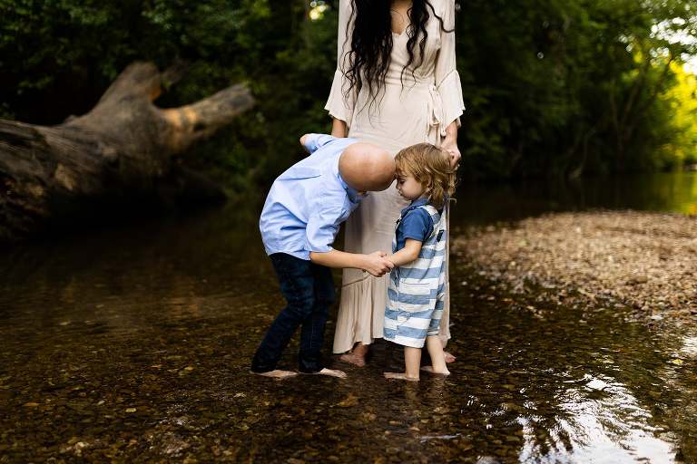 Indian Camp Creek Family Photographer | Outdoor Photographer | Missouri Engagement Photographer | Missouri Family Photographer | Family of 3 | Two boys |