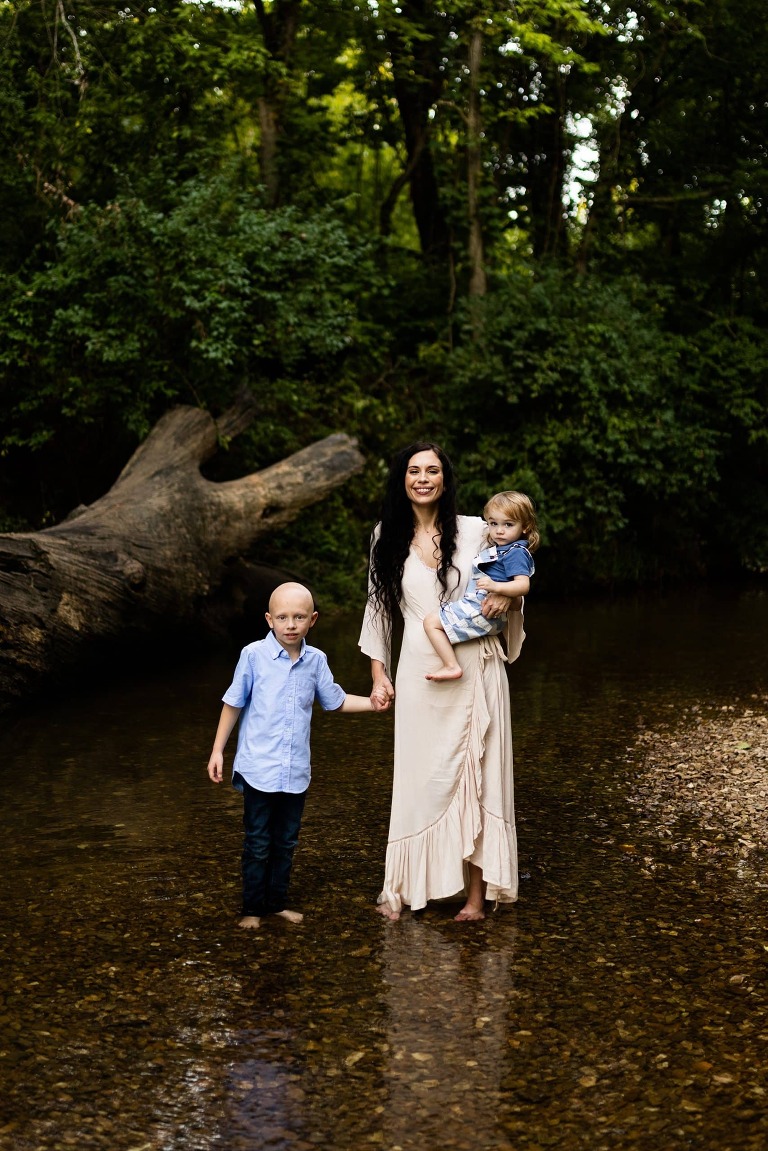 Indian Camp Creek Family Photographer | Outdoor Photographer | Missouri Engagement Photographer | Missouri Family Photographer | Family of 3 | Two boys |