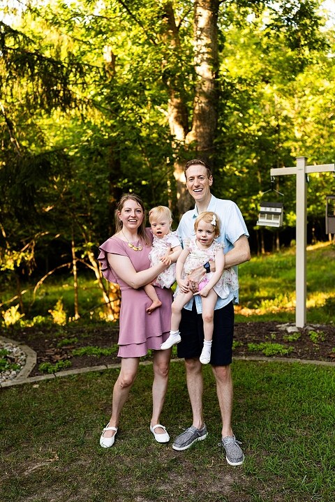 Extended family photos at Innsbrook Missouri with kids, grandparents, and parents celebrating an anniversary in summer heat.