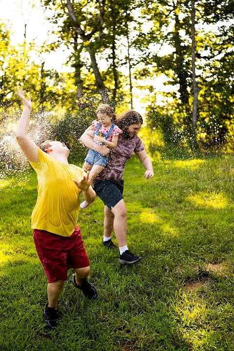 Kids exploring during Summertime Minis core memories session | Children running and laughing during summer adventure photos  | Mom with kids capturing real life summertime memories